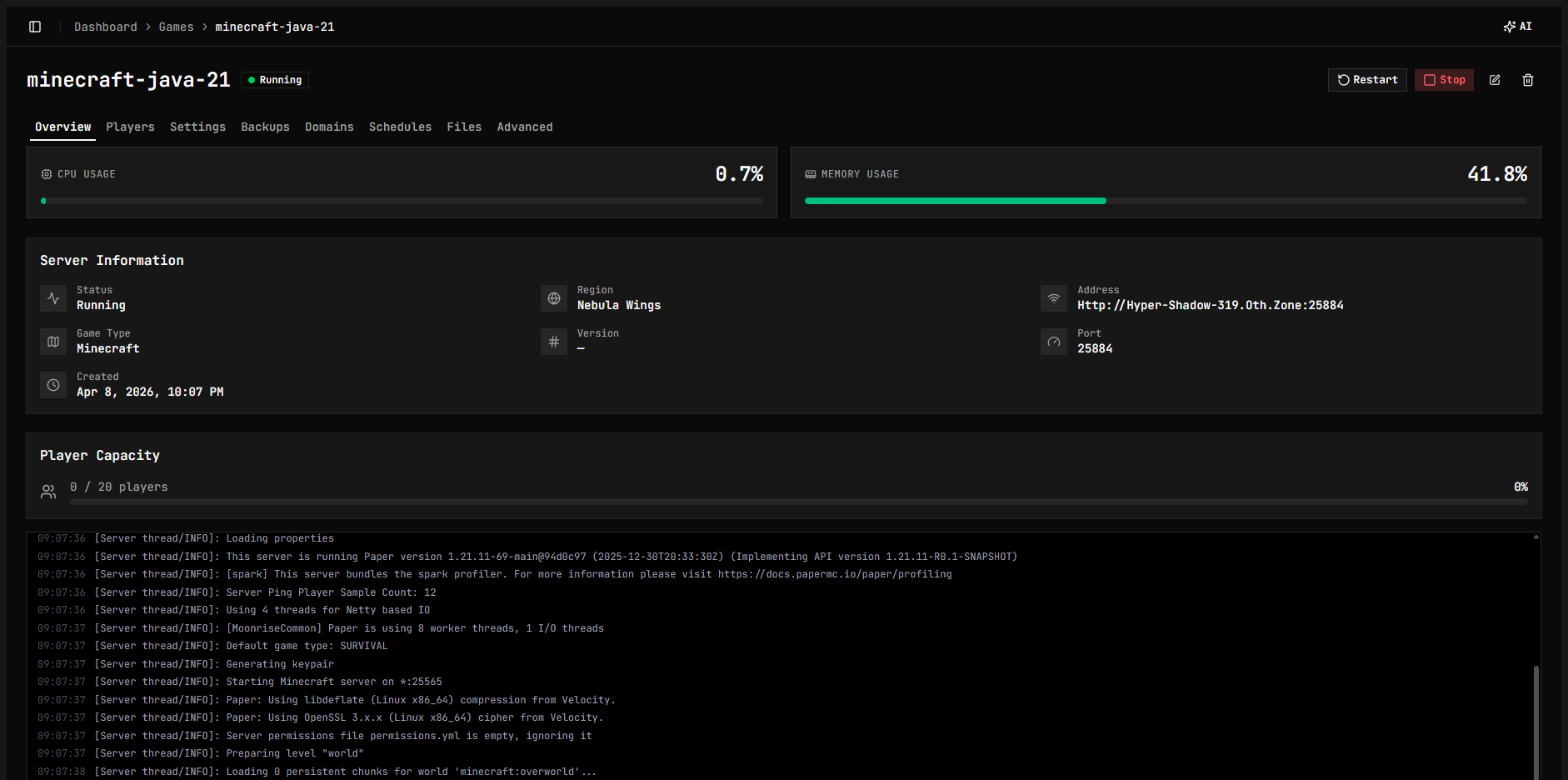 OTHCloud game server management